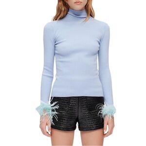 Maje feather trim sweater
